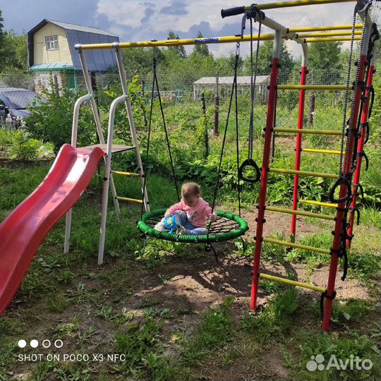 Детский комплекс Богатырь плюс качели гнездо
