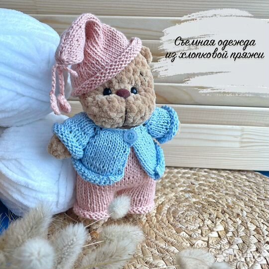 Вязаные игрушки, ладонный мишка, вязаный мишка