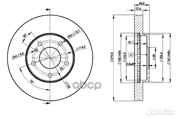 Диск тормозной передний nissan almera/primera P