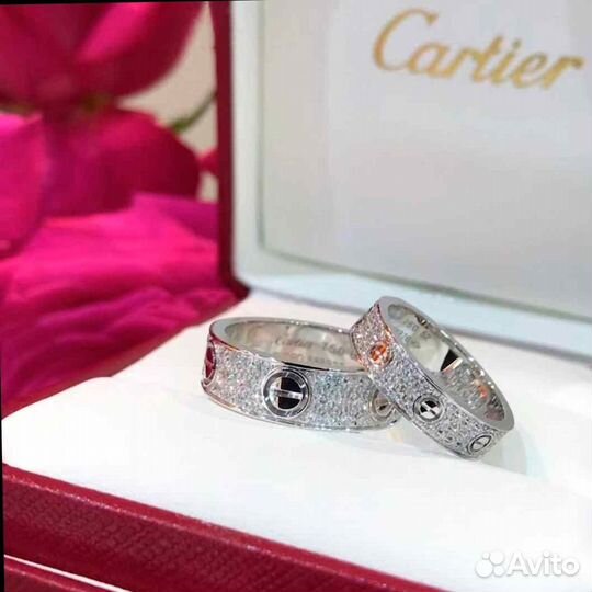 Кольцо Cartier Love, белое золото 0,7ct