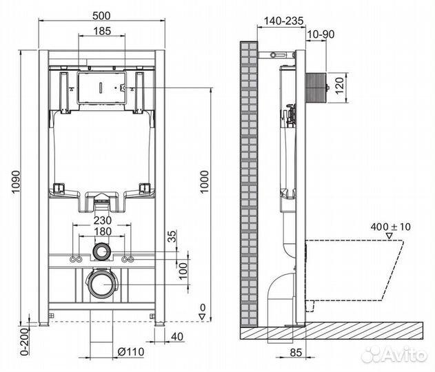 Комплект инсталляции 3в1 BelBagno BB002-80 с кнопк