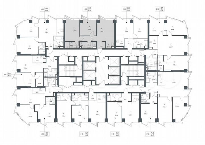 2-к. квартира, 62,3 м², 17/57 эт.
