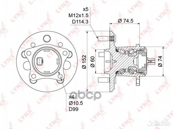 Ступица колеса зад прав WH1217 lynxauto