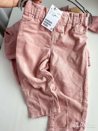 Мягкие вельветовые брюки на девочку hm 80 86