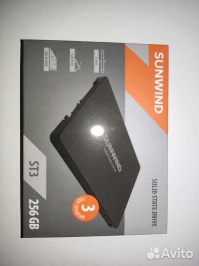 Новый SSD диск sunwind 256GB + SATA кабель