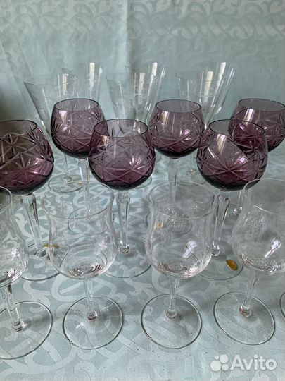 Фужеры хрустальные богемия винтаж