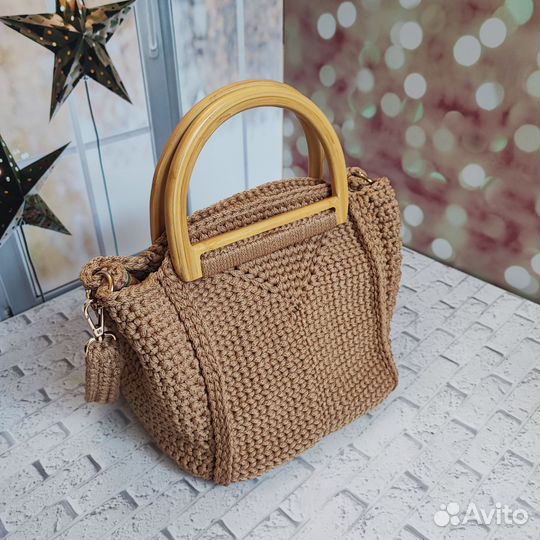 Сумка вязаная из шнура. Ручная работа