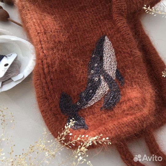 Вязаная шапка - ушанка на заказ