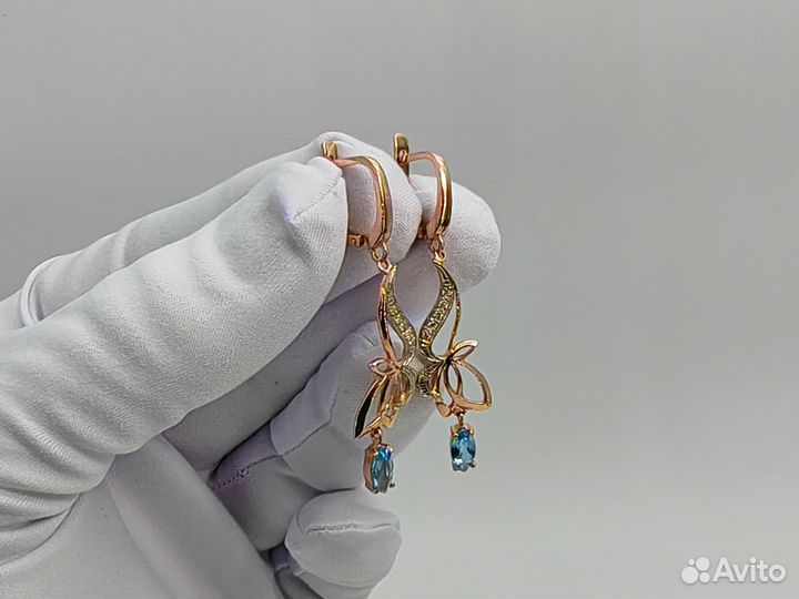 Пара серёг 585 пробы с бриллиантами. Рассрочка