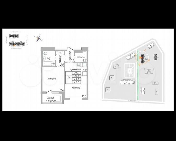 2-к. квартира, 42,2 м², 11/17 эт.