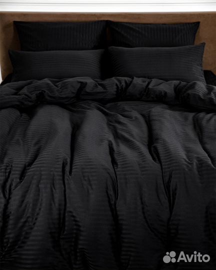 Постельное белье Софи Черный новое страйп-сатин