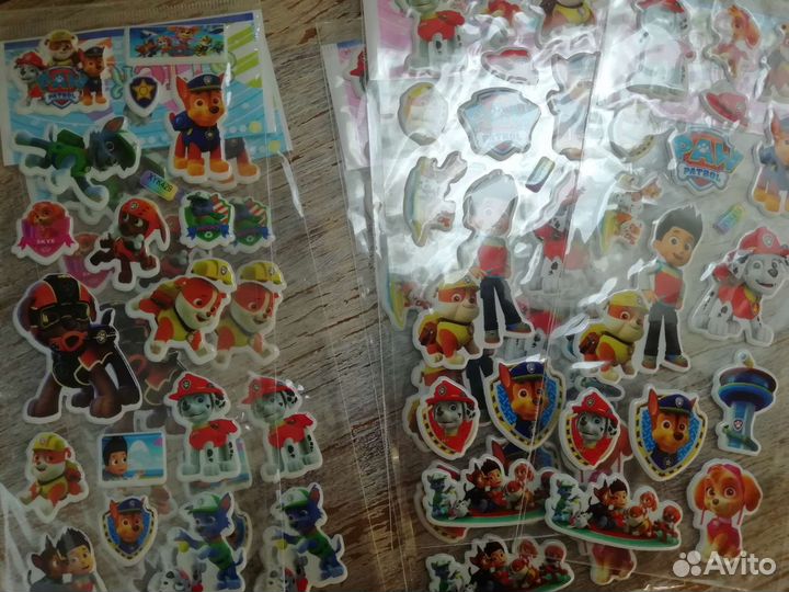 Наклейки Поли Робокар, Щенячий патруль, Скрепыши