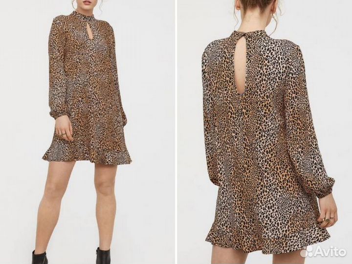 Коктейльное платье 46 48 hm новое леопард
