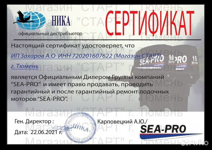 Лодочный мотор Sea-Pro Т 40S&E от завода