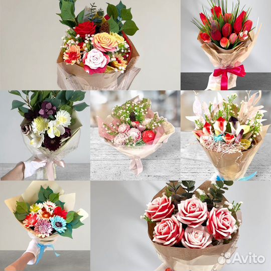 Букет из мыла, букет цветов из косметического мыла