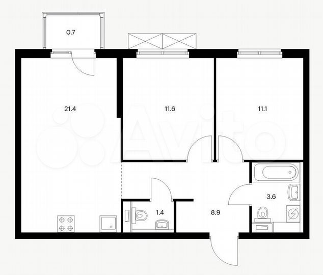 2-к. квартира, 58,7 м², 7/24 эт.