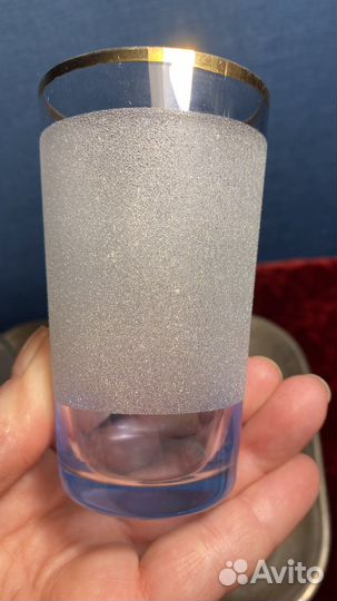 Стаканы чехословакия голубое стекло 3 шт