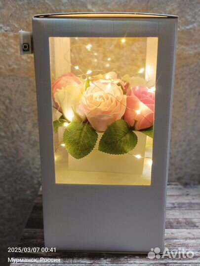 Букет из мыльных роз с подсветкой