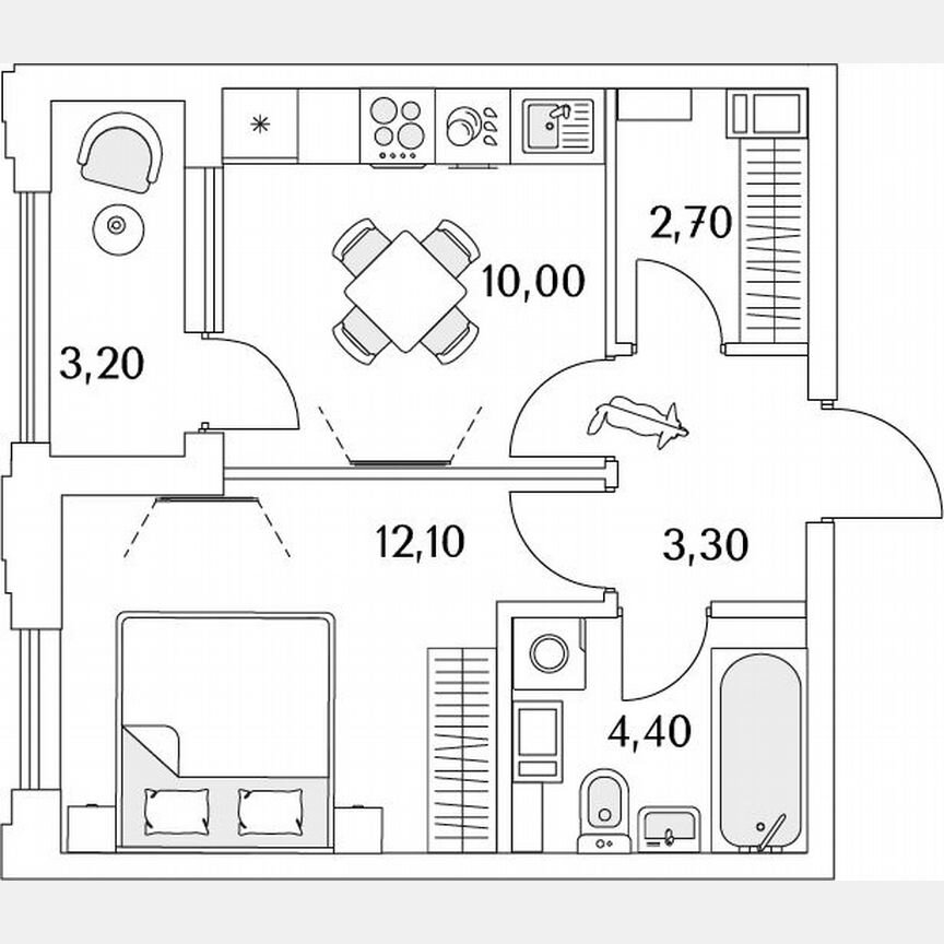 1-к. квартира, 34,3 м², 13/13 эт.