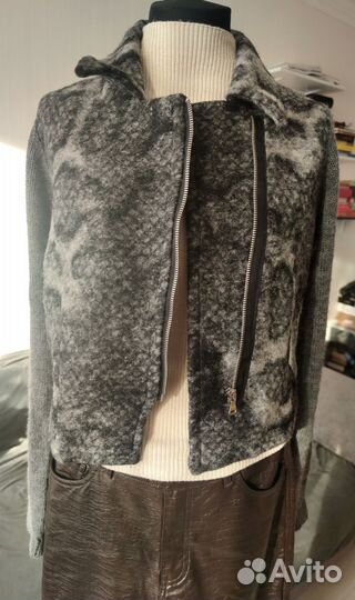 Кофта на молнии Miss Etam серая вязаная L