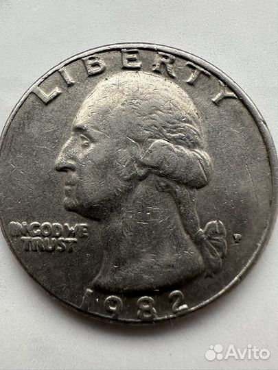 Монета liberty quarter dollar 1982