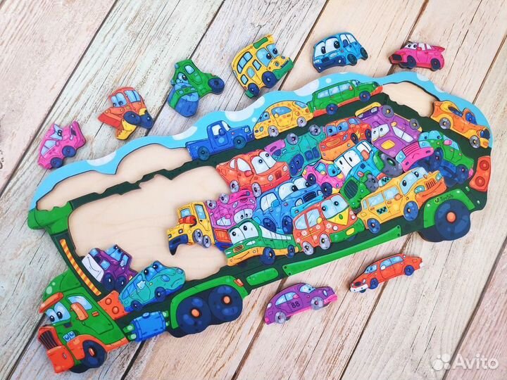 Большой деревянный пазл фигурный, новый