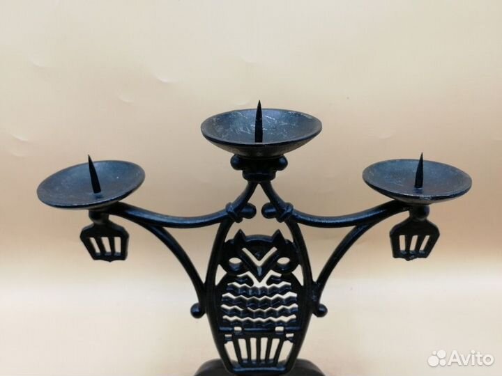 Куса Касли литье Подсвечник на 3 свечи Сова 23 см