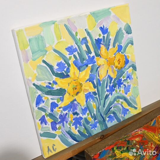 Цветы на 8 марта Картинка Нарциссы с подснежниками