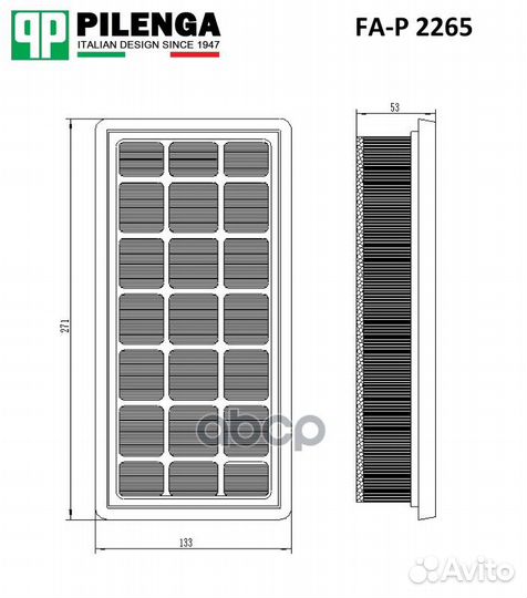 Фильтр воздушный FA-P2265 pilenga