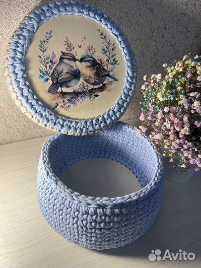 Корзина из трикотажной пряжи