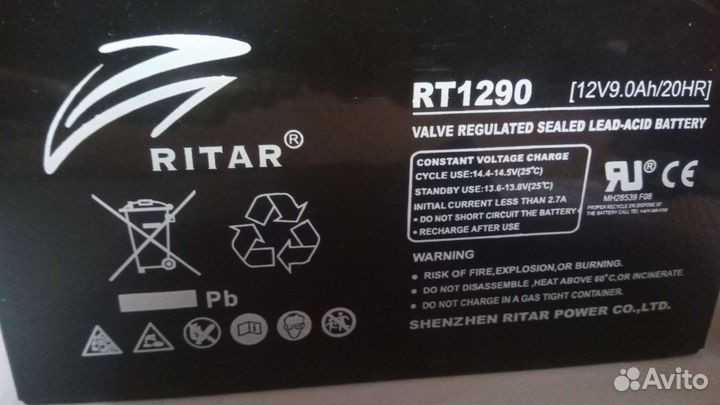 Аккумулятор батарейка ибп Ritar RT1290 12V 9 А.ч