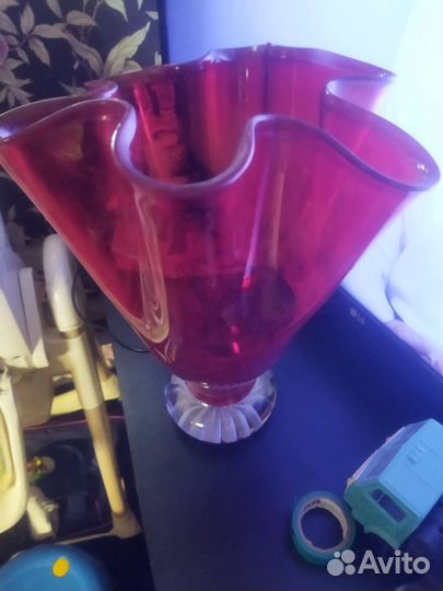 Ваза цветное стекло чехия