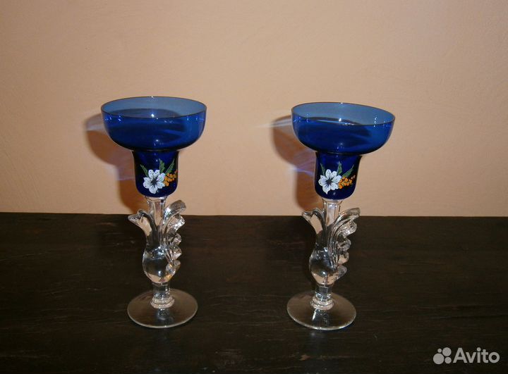 Парные подсвечники Гусь хрустальный СССР