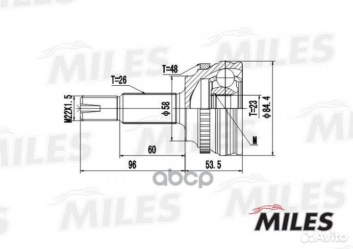 ШРУС toyota corolla 1.3 92-97 нар. (ABS) miles