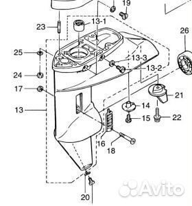 Корпус редуктора Tohatsu (Тохатсу) 18 л.с 2 такта