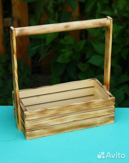 Ящик корзинка деревянный подарочный для цветов