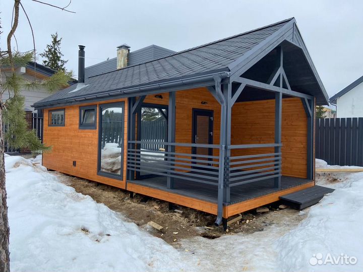 Современные стильные каркасные бани