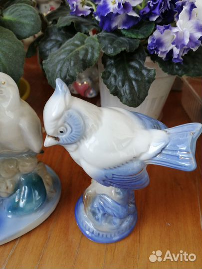 Фарфоровая статуэтка Песнопение воробьи.Гжель.ссср