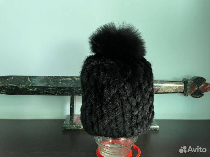 Шапка из вязаной норки на головку 54