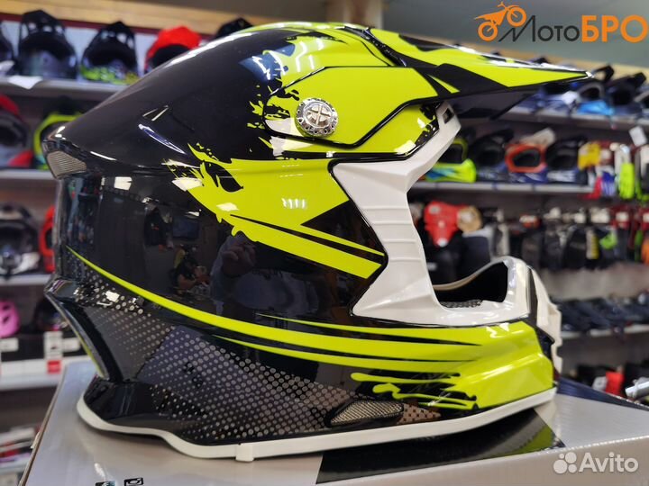 Шлем мото кроссовый hizer B6195 black/yellow