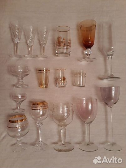 Бокалы фужеры рюмки стопки стаканы хрусталь стекло