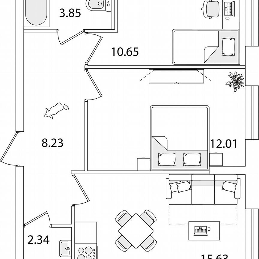 2-к. квартира, 52,7 м², 2/9 эт.