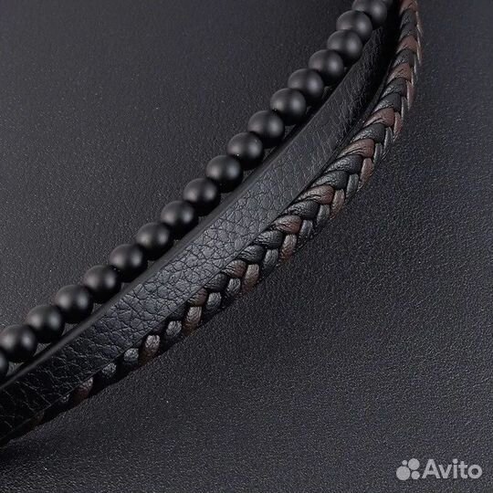 Браслет коричневый комбинированный унисекс 20 см