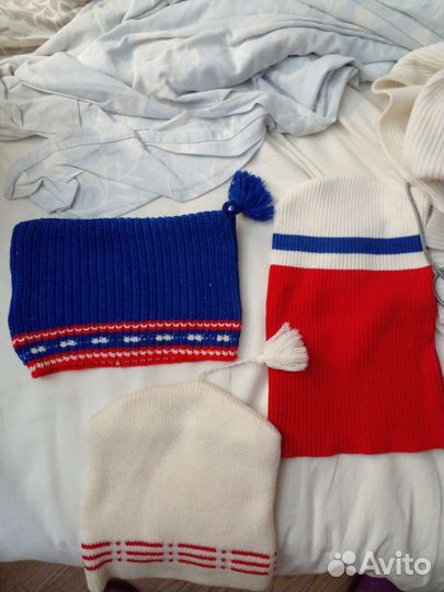 Шапки петушок и шарфы винтаж.комплект