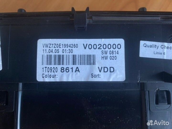 Панель приборов Vw Touran BKC 2005