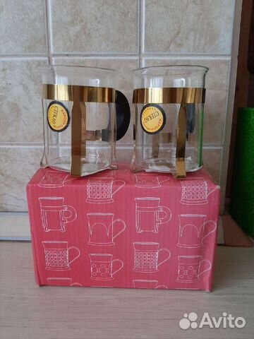 Кружка с подстаканником из жаропрочного стекло