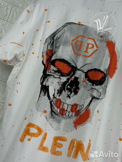 Футболка Philipp Plein Orange Skull Премиум