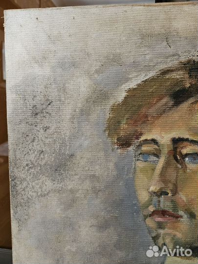 Картина маслом на холсте двусторонняя винтаж