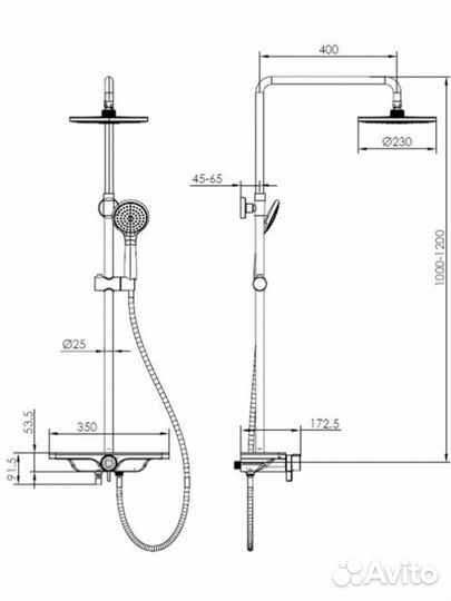 Душевая стойка aquame AQM8002W