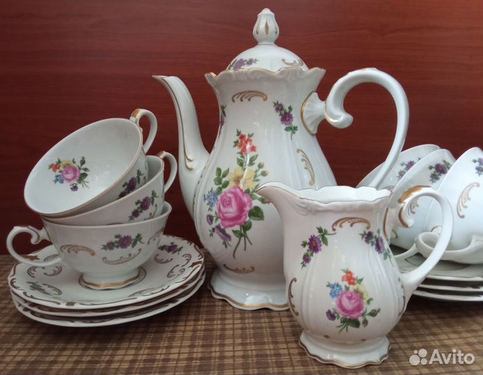Чайный сервиз Райхенбах ГДР тонкий фарфор